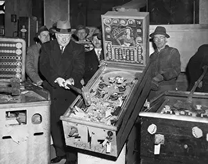 Commissioner Prints: New York Police Commissioner William O'Brien Smashing Pinball Machine