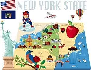 Images Dated 1st March 2018: New York State Cartoon map