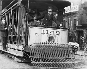 Trolley Prints: New York Street Car With Motorman