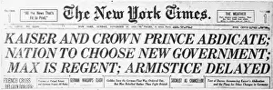 Headline Prints: New York Times Headline Announcing Abdication of Kaiser