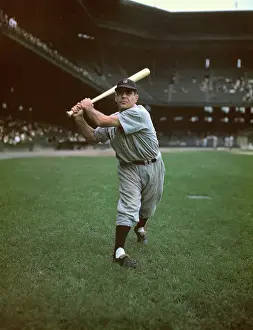 Batter Prints: New York Yankee Charlie Keller Holding Bat
