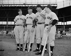 Phoenix Prints: New York Yankees Standing with Baseball Bats