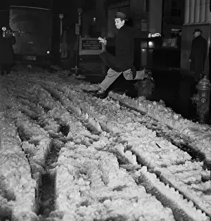 Fire Hydrant Prints: New Yorker Leaping Over Slush