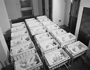 Newborn Babies In Cribs At Hospital
