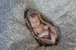 Lying On Back Prints: Newborn baby, five days, asleep
