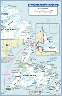 Images Dated 25th June 2018: Newfoundland and Labrador Provincial Map