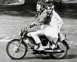 Honeymoon Prints: Newlyweds On Motorcycle