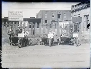 Louis Prints: Newsmen In Motorcycles With Side Cars