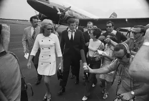 Hyannis Prints: Newsmen Surround Sen. Edward Kennedy