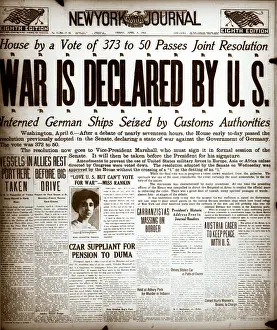 Newspaper Headline: War is Declared by U.S