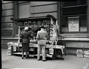 Newsstand Prints: Newsstand Outside Bank
