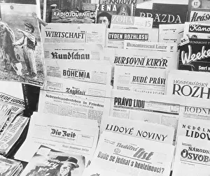 Prague Prints: Newsstand W/German-Czech Newspapers