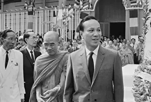 Nguyen Van Thieu with a Monk