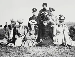 Nicholas II of Russia and His Imperial Family Posing Outdoors