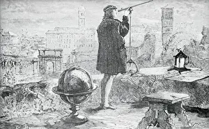 Nicolas Copernicus Looking Through Telescope