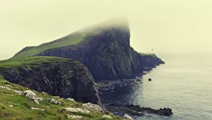 Images Dated 10th July 2016: Niest Point on Isle of Skye in heavy mist artistic conversion - Scotland Europe