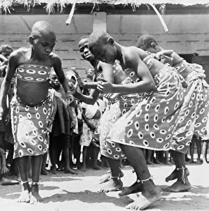 Nigeria Prints: Nigerian Villagers Dancing to Celebrate End of War