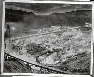 Seattle Prints: Night Construction At Grand Coulee Dam