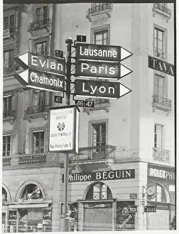Geneva Prints: Night Display of Street Signs in Geneva