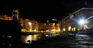 Liguria Prints: Night Panorama View Of Vernazza