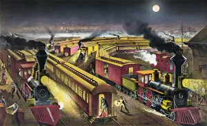 Images Dated 7th October 2014: Night Scene at an American Railway Junction