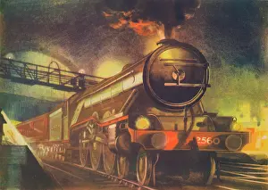 Camden Prints: The Night Scotsman, L.N.E.R. leaving King's Cross, 1940