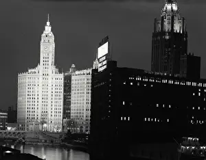 Urban Prints: Night view of Chicago Skyline