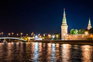 Images Dated 13th August 2015: Night view of the Moscow Kremlin