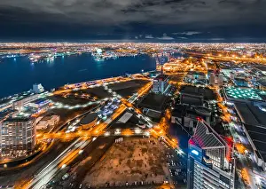 Osaka Prefecture Prints: Night view of Osaka city from high elevation