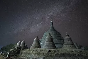 Night view at Ratanabon Paya in Mrauk U, Myanmar