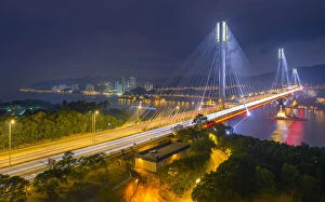 Suspension Bridge Gallery: Night view of Ting Kau bridge