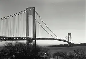 Urban Prints: Night view of the Verrazano Narrows Bridge in New York City