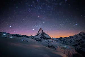 Night Winter landscape of Matterhorn