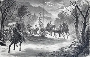 Images Dated 22nd February 2019: Nightly Mountain Ride of King Ludwig II in the King's Sleigh, Bavaria, Germany, History