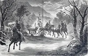 Facing Each Other Prints: Nightly Mountain Ride of King Ludwig II in the King's Sleigh