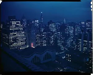 Nighttime View of New York City Buildings