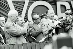East German Prints: Nikita Khrushchev Applauding Walter Ulbricht