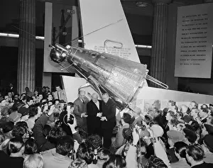 Socialist Prints: Nikita Khrushchev and German Leaders with Sputnik Replica