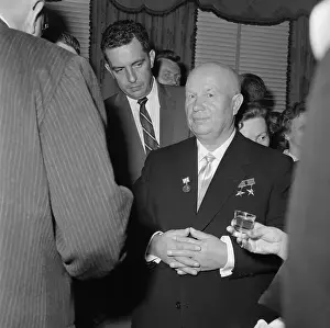 Nikita Khrushchev Standing with Hands Clasped