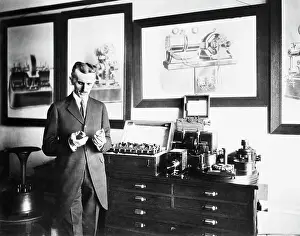Serbian Prints: Nikola Tesla In His Laboratory