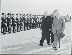 Nikolai Bulganin and Konrad Adenauer Inspecting Honor Guard
