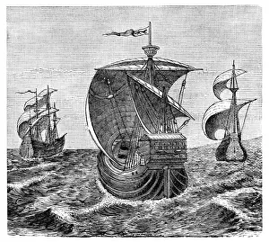 Famous Explorers Prints: Nina, Pinta and Santa Maria - Christopher Columbus ships