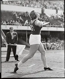 Helsinki Prints: Nina Romaschkova Throwing Discus at The Olympics