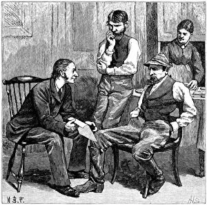 Images Dated 22nd April 2017: Three nineteenth century American men holding a discussion