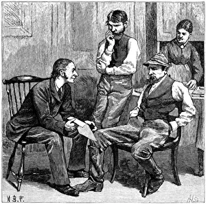 Three nineteenth century American men holding a discussion