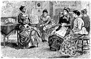 Images Dated 21st April 2017: Nineteenth century American women at a knitting circle