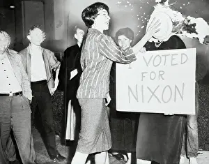 1960 Us Presidential Election Prints: Nixon Loser Gets a Pie in the Face