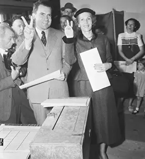 Whittier Prints: Nixon And Pat Voting