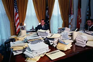 Nixon Showing Pile of Letters