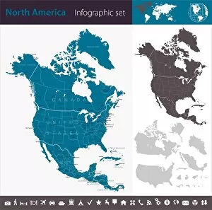 Images Dated 26th August 2017: North America - Infographic map - illustration